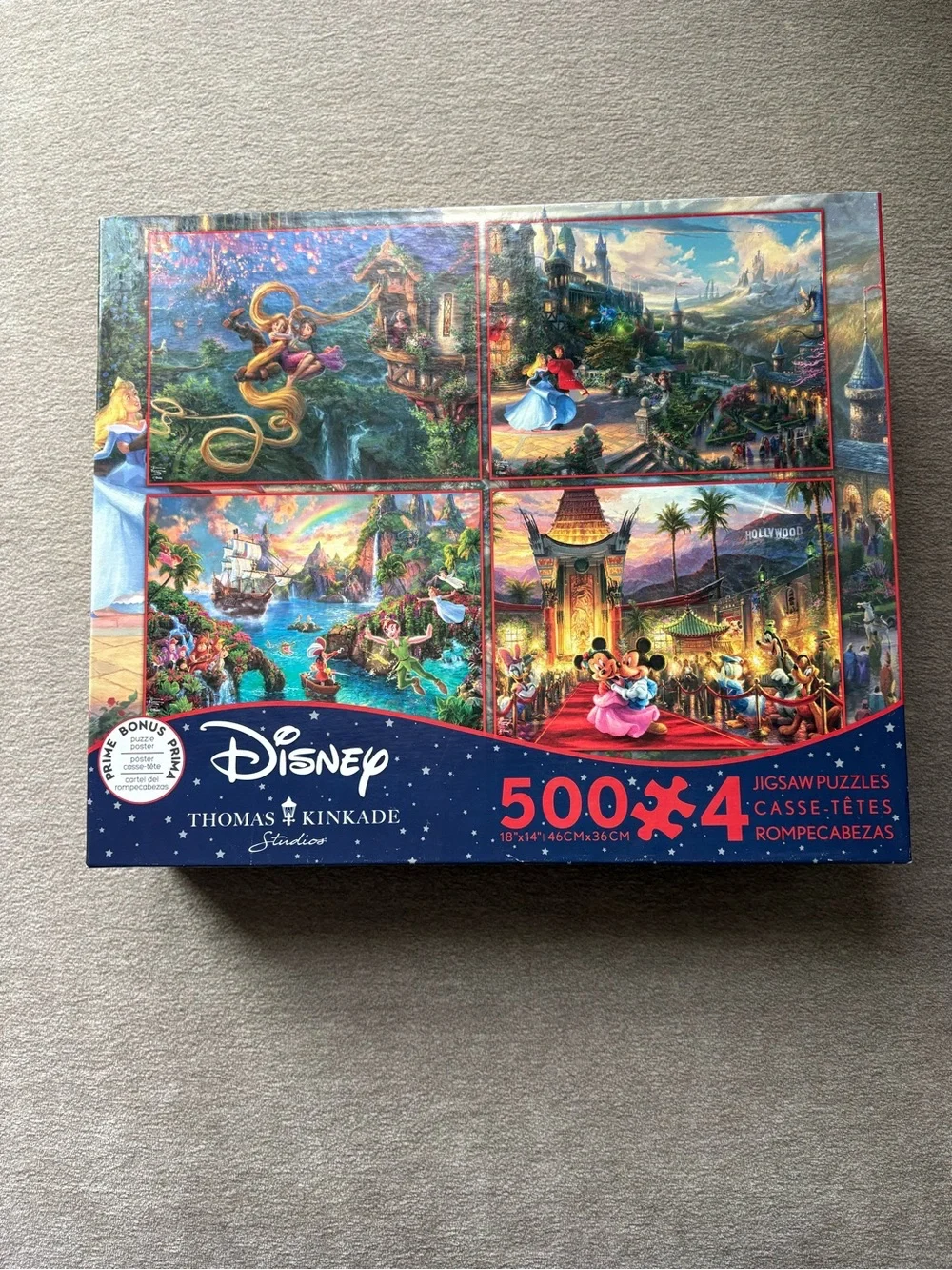 Disney Thomas Kinkade 4-Pack 500-Piece Jigsaw Puzzles -Bundle